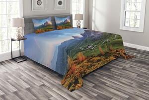 Abakuhaus Tagesdecke »Set mit Kissenbezügen Waschbar«, , Landschaft Alpen Regenbogen Morgen