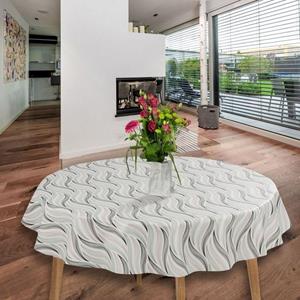 Laro Tischdecke »Wachstuch-Tischdecken Abwaschbar Wellen Pink Grau Weiß Rund 140cm«