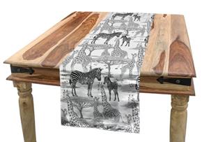 Abakuhaus Tischläufer »Esszimmer Küche Rechteckiger Dekorativer Tischläufer«, afrikanisch Zebras Giraffen und Bäume