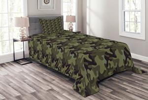 Abakuhaus Tagesdecke »Set mit Kissenbezügen Waschbar«, , Khaki Camouflage Motiv Camo Stains