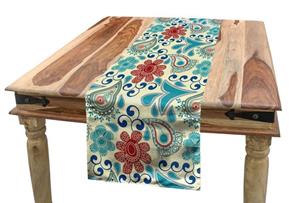 Abakuhaus Tischläufer »Esszimmer Küche Rechteckiger Dekorativer Tischläufer«, blau Paisley Blumen Folk Motive