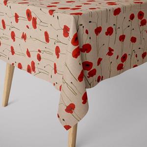 SCHÖNER LEBEN. Tischdecke » Tischdecke Leinenlook Poppy Field Mohnblumen natur rot verschiedene Größen«, handmade