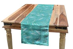 Abakuhaus Tischläufer »Esszimmer Küche Rechteckiger Dekorativer Tischläufer«, Blau Doodle Stil Ocean Waves Blätter-