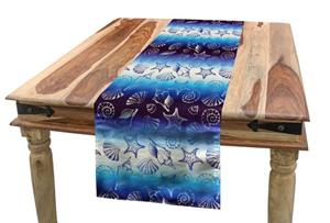 Abakuhaus Tischläufer »Esszimmer Küche Rechteckiger Dekorativer Tischläufer«, blau Wasser Seesterne Muscheln