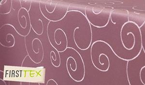 First-Tex Tischdecke,  Ornament Damast Tischdecke eckig 135x200 cm rosa Pflegeleicht, Hochwertig, Bügelarm, Schnelltrocknend, Farbecht