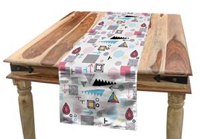 Abakuhaus Tischläufer »Esszimmer Küche Rechteckiger Dekorativer Tischläufer«, Abstrakt Memphis Cubes Arrows
