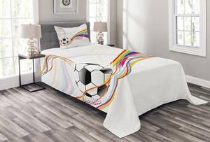 Abakuhaus Tagesdecke »Set mit Kissenbezügen Waschbar«, , Fußball Regenbogen-Muster-Linie