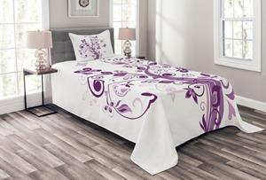 Abakuhaus Tagesdecke »Set mit Kissenbezügen Waschbar«, , Mauve Blumen Blatt Butter