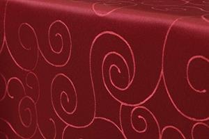 First-Tex Tischdecke,  Ornament Damast Tischdecke 135x180 cm oval rot, Pflegeleicht, Hochwertig, Bügelarm, Schnelltrocknend, Farbecht