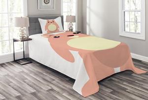 Abakuhaus Tagesdecke »Set mit Kissenbezügen Waschbar«, , Anime Beaver Kawaii Cartoon