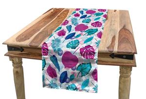 Abakuhaus Tischläufer »Esszimmer Küche Rechteckiger Dekorativer Tischläufer«, Blau Und Pink Tropic Blätter Runden