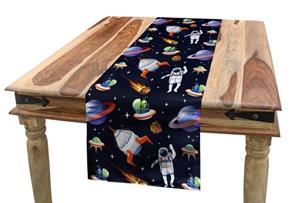 Abakuhaus Tischläufer »Esszimmer Küche Rechteckiger Dekorativer Tischläufer«, Ausländer Galaxy Asteroid UFO Astronaut