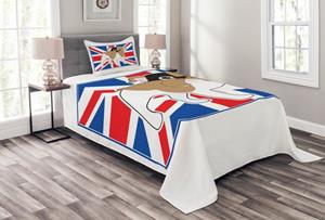 Abakuhaus Tagesdecke »Set mit Kissenbezügen Waschbar«, , Bulldogge Britische Flagge Illustration