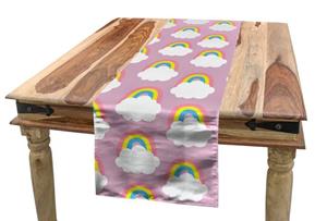 Abakuhaus Tischläufer »Esszimmer Küche Rechteckiger Dekorativer Tischläufer«, Regenbogen Weichen Wolken Cartoon Nursery