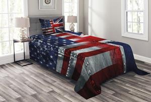 Abakuhaus Tagesdecke »Set mit Kissenbezügen Waschbar«, , Union Jack Allianz UK und USA