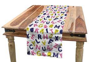 Abakuhaus Tischläufer »Esszimmer Küche Rechteckiger Dekorativer Tischläufer«, Alphabet Motive und geometrische