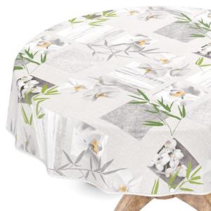 ANRO Tischdecke »Tischdecke Wachstuch Blumen Grau Robust Wasserabwe«, Glatt
