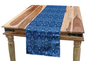 Abakuhaus Tischläufer »Esszimmer Küche Rechteckiger Dekorativer Tischläufer«, Blauer Mandala Rhombus Floral Boho