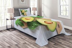 Abakuhaus Tagesdecke »Set mit Kissenbezügen Waschbar«, , Früchte und Gemüse Avocado Scheibe