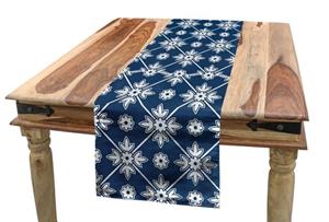 Abakuhaus Tischläufer »Esszimmer Küche Rechteckiger Dekorativer Tischläufer«, Blau Checkered Folkloric Floral