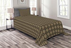 Abakuhaus Tagesdecke »Set mit Kissenbezügen Waschbar«, , Brown Plaid Bicolor und Geometrisches