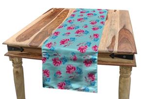 Abakuhaus Tischläufer »Esszimmer Küche Rechteckiger Dekorativer Tischläufer«, Blau Und Pink Bicolor Sommer-Rosen