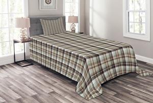 Abakuhaus Tagesdecke »Set mit Kissenbezügen Waschbar«, , Brown Plaid Braun Blau Geometric