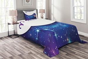 Abakuhaus Tagesdecke »Set mit Kissenbezügen Waschbar«, , himmlisch Widder-Tierkreis Galaxie-Mädchen