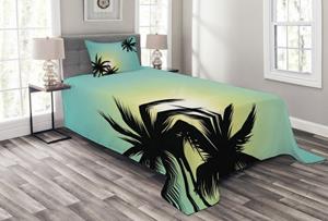 Abakuhaus Tagesdecke »Set mit Kissenbezügen Waschbar«, , Modern Hawaiian Miami Beach Sun