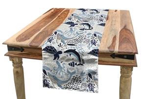 Abakuhaus Tischläufer »Esszimmer Küche Rechteckiger Dekorativer Tischläufer«, Aqua Quallen Octopus Coral Schildkröte
