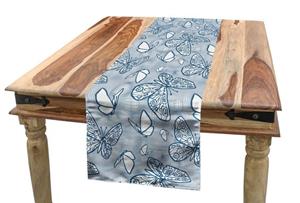 Abakuhaus Tischläufer »Esszimmer Küche Rechteckiger Dekorativer Tischläufer«, Blau und weiß Doodle Schmetterlinge