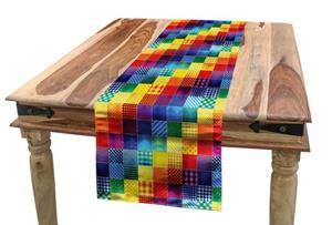 Abakuhaus Tischläufer »Esszimmer Küche Rechteckiger Dekorativer Tischläufer«, Patchwork Regenbogen-Retro Patchwork