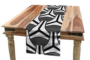 Abakuhaus Tischläufer »Esszimmer Küche Rechteckiger Dekorativer Tischläufer«, Abstrakt Achromatic Ovals Stripes