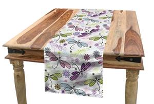 Abakuhaus Tischläufer »Esszimmer Küche Rechteckiger Dekorativer Tischläufer«, Abstrakt Libellen Blumen