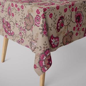 SCHÖNER LEBEN. Tischdecke » Tischdecke Blumen Ranken Ornamente natur pink verschiedene Größen«, handmade