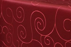 First-Tex Tischdecke,  Ornament Damast Tischdecke eckig 110x220 rot Farbecht Hochwertig Lotuseffekt pflegeleicht