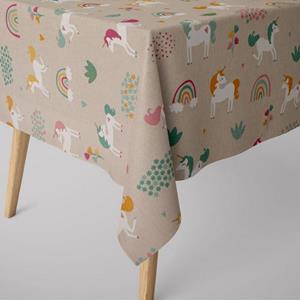 SCHÖNER LEBEN. Tischdecke » Tischdecke Einhörner Regenbogen natur bunt verschiedene Größen«, handmade