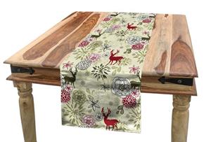 Abakuhaus Tischläufer »Esszimmer Küche Rechteckiger Dekorativer Tischläufer«, Winter Deer Blumen Weihnachten