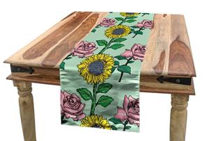 Abakuhaus Tischläufer »Esszimmer Küche Rechteckiger Dekorativer Tischläufer«, Blume Sonnenblumen und Rosen