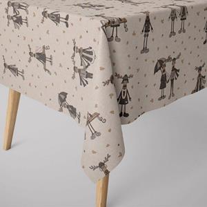 SCHÖNER LEBEN. Tischdecke » Tischdecke Leinenlook Moose Winter Elche Love natur grau beige verschiedene Größen«, handmade