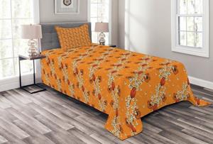 Abakuhaus Tagesdecke »Set mit Kissenbezügen Waschbar«, , Floral Blüten in Tangerine-Töne