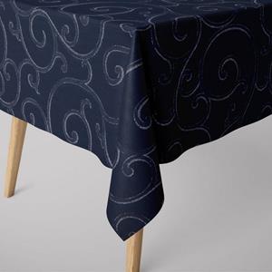 SCHÖNER LEBEN. Tischdecke » Tischdecke Ornamente Schnörkel Lurex dunkelblau silberfarbig verschiedene Größen«, handmade