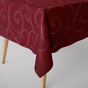 SCHÖNER LEBEN. Tischdecke » Tischdecke Ornamente Schnörkel Lurex dunkelrot silberfarbig verschiedene Größen«, handmade