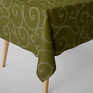 SCHÖNER LEBEN. Tischdecke » Tischdecke Ornamente Schnörkel Lurex grün silberfarbig verschiedene Größen«, handmade