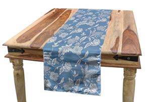 Abakuhaus Tischläufer »Esszimmer Küche Rechteckiger Dekorativer Tischläufer«, Blau und weiß Garten-Blumen-Motiv