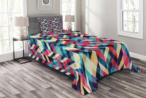 Abakuhaus Tagesdecke »Set mit Kissenbezügen Waschbar«, , Grunge Hipster Zigzag Chevron