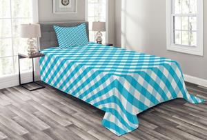 Abakuhaus Tagesdecke »Set mit Kissenbezügen Waschbar«, , Kariert Aqua Stripes Diagonal