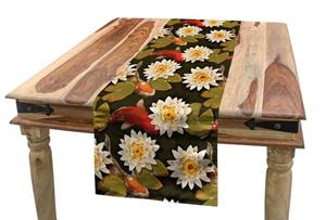 Abakuhaus Tischläufer »Esszimmer Küche Rechteckiger Dekorativer Tischläufer«, asiatisch Japan spornte Lotus Koi