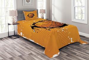 Abakuhaus Tagesdecke »Set mit Kissenbezügen Waschbar«, , Orange Basketball Splash Stil