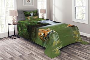 Abakuhaus Tagesdecke »Set mit Kissenbezügen Waschbar«, , Safari Sibirische Tiger